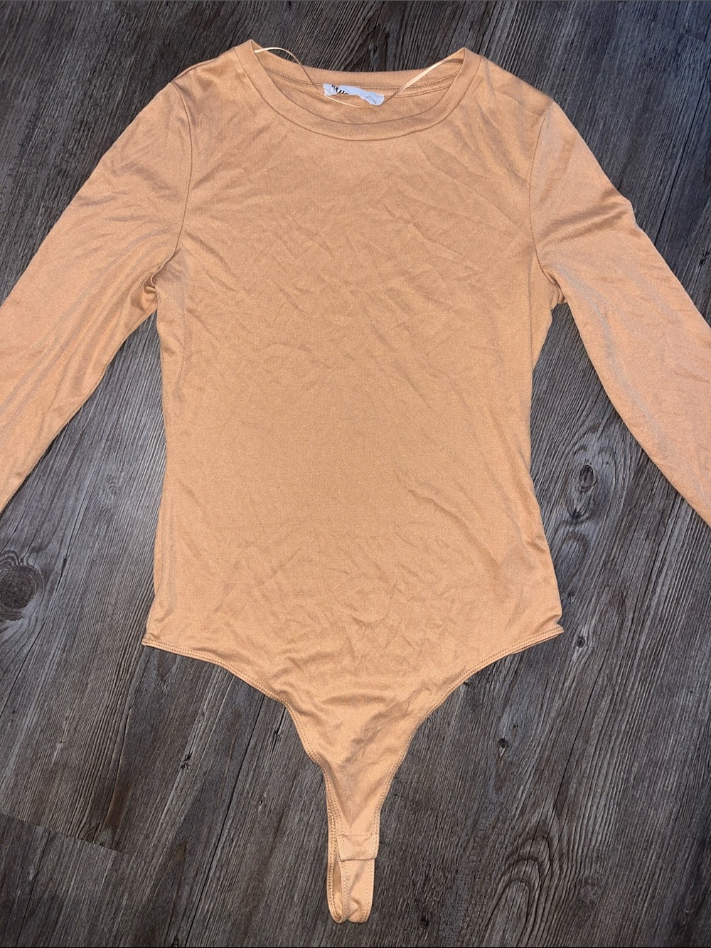 ELODIE Long Sleeve Bodysuit in Peach